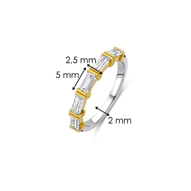 Ti Sento Milano Ti Sento Ring 12338ZY/54 Zilver Bi-color met Baquette geslepen Zirkonia Maat 54