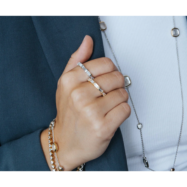 Ti Sento Milano Ti Sento Ring 12338ZY/54 Zilver Bi-color met Baquette geslepen Zirkonia Maat 54