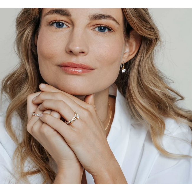 Ti Sento Milano Ti Sento Ring 12367ZY/52 Zilver met 14k Geelgouden Plating Zirkonia Maat 52