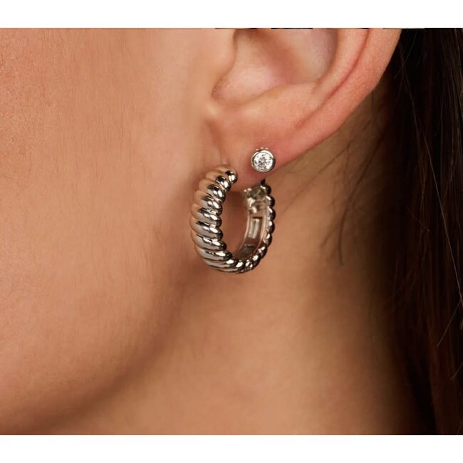 Ti Sento Milano Ti Sento Oorbellen 78057ZI Zilver met Zirkonia 4mm