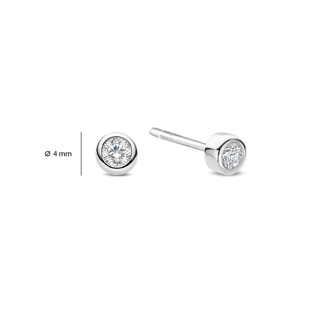 Ti Sento Milano Ti Sento Oorbellen 78057ZI Zilver met Zirkonia 4mm