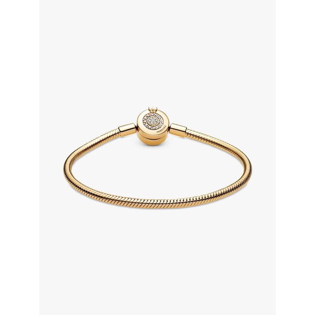 Pandora Pandora Armband 569046C01-17 Zilver met 14k Geelgouden Plating met Zirkonia op Kroonsluiting Maat 17