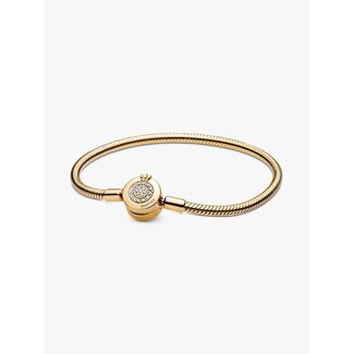 Pandora Pandora Armband 569046C01-17 Zilver met 14k Geelgouden Plating met Zirkonia op Kroonsluiting Maat 17