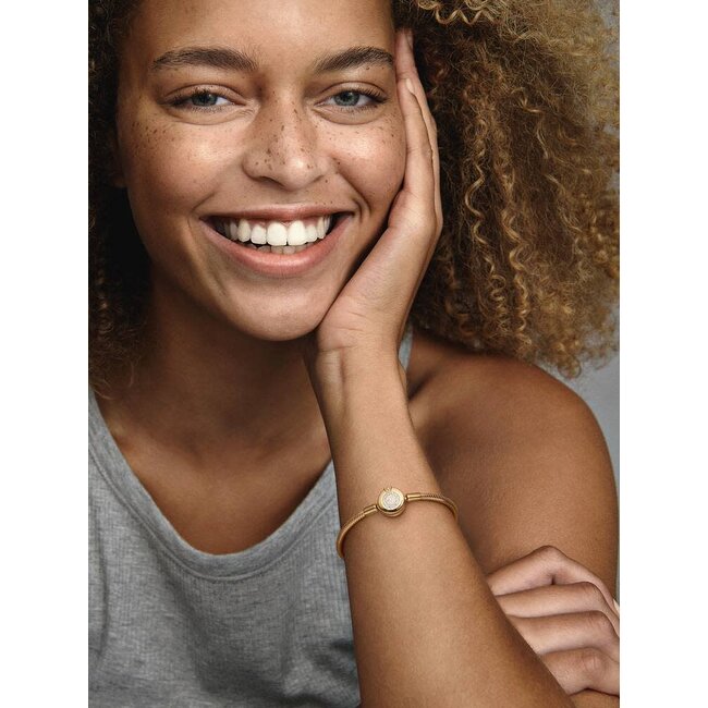 Pandora Pandora Armband 569046C01-17 Zilver met 14k Geelgouden Plating met Zirkonia op Kroonsluiting Maat 17