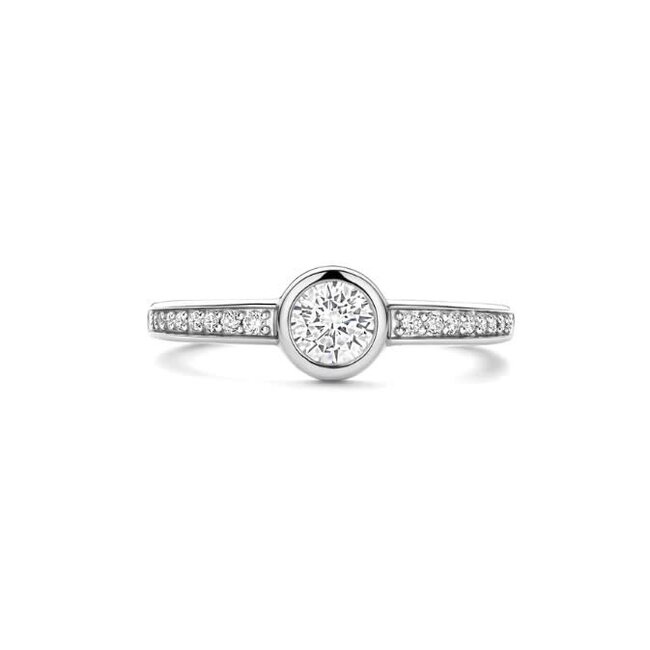 Ti Sento Milano Ti Sento Ring 12390ZI/56 Zilver Pave met Briljant Geslepen Stenen Maat 56