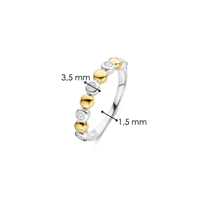 Ti Sento Milano Ti Sento Ring 12365ZY/56 Zilver 14k Geelgouden Plating met Zirkonia maat 56   3,5 mm x 1,5 mm