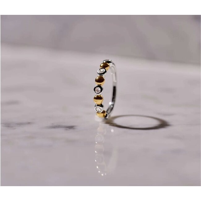 Ti Sento Milano Ti Sento Ring 12365ZY/56 Zilver 14k Geelgouden Plating met Zirkonia maat 56   3,5 mm x 1,5 mm