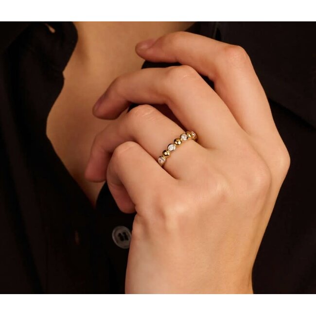 Ti Sento Milano Ti Sento Ring 12365ZY/56 Zilver 14k Geelgouden Plating met Zirkonia maat 56   3,5 mm x 1,5 mm