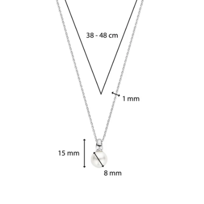 Ti Sento Milano Ti Sento Collier 34037PW/42 Zilver met Parel Hanger 38-48cm