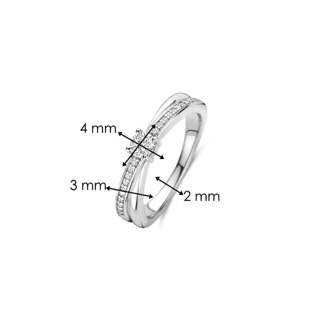 Ti Sento Milano Ti Sento Ring 12374ZI/54 Zilver met Zirkonia Maat 54