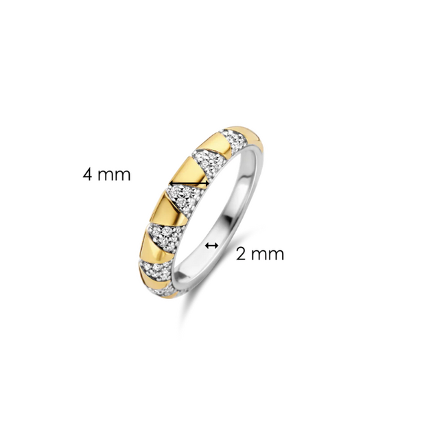 Ti Sento Milano Ti Sento Ring 12216ZY/54  Zilver Bi-color met Zirkonia Maat 54