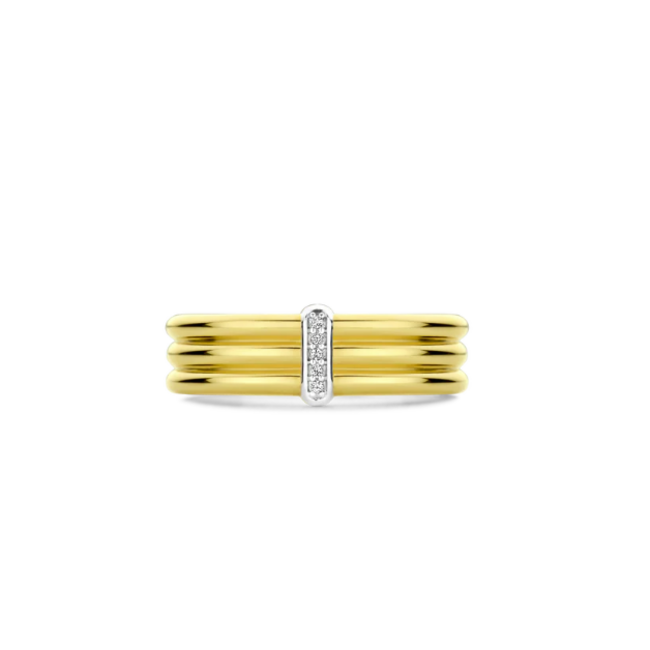 Ti Sento Milano Ti Sento Ring 12344ZY/54 Zilver 14k Geelgouden Plating Zirkonia
