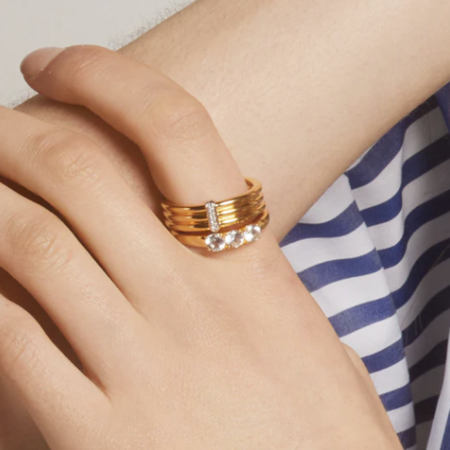 Ti Sento Milano Ti Sento Ring 12344ZY/54 Zilver 14k Geelgouden Plating Zirkonia