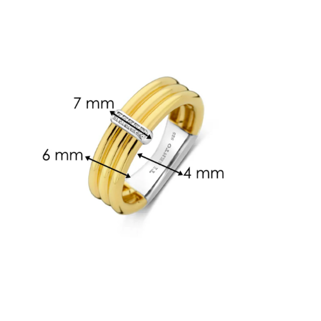 Ti Sento Milano Ti Sento Ring 12344ZY/54 Zilver 14k Geelgouden Plating Zirkonia
