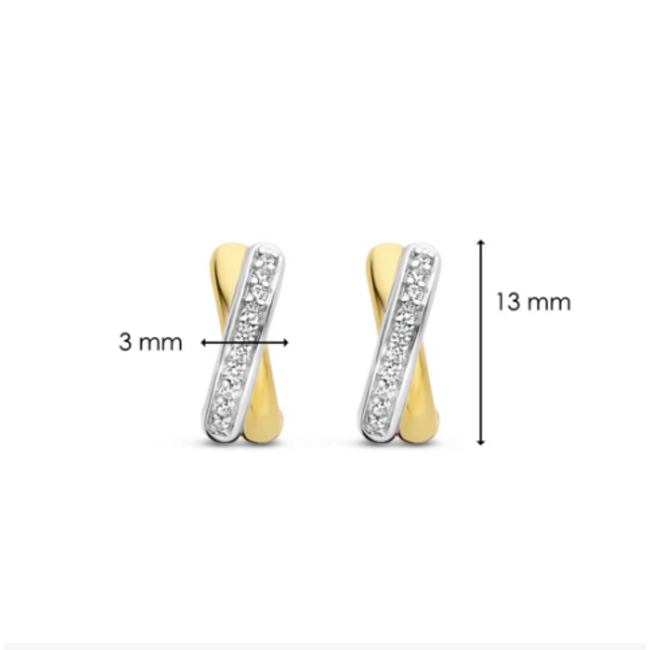 Ti Sento Milano Ti Sento Oorbellen 7667ZY Half verguld met zirkonia's 13mm x 3mm