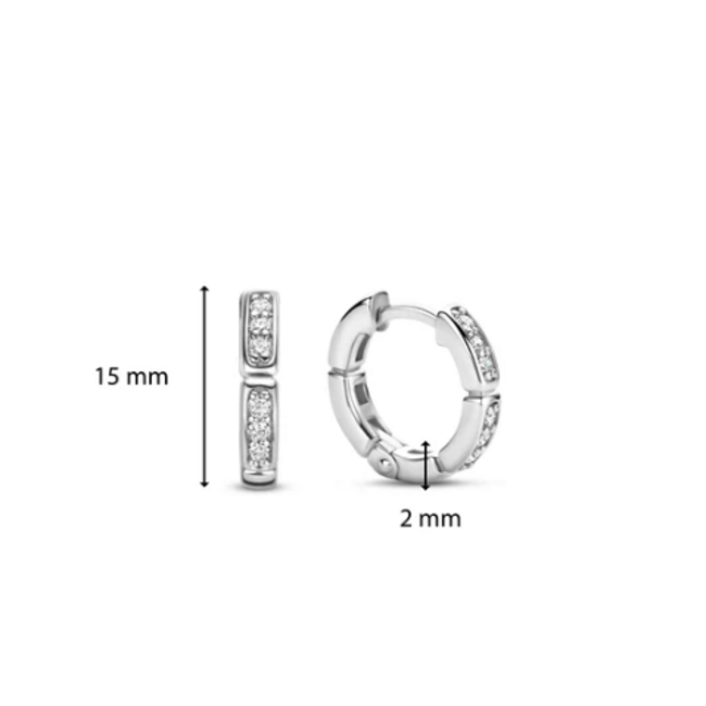 Ti Sento Milano Ti Sento Oorbellen 7889ZI Oorringen zilver met zirkonia 15mm x 2 mm