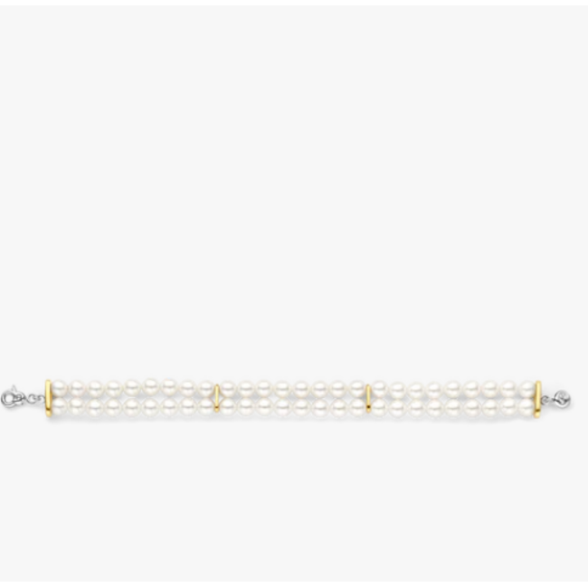 Ti Sento Milano Ti Sento Armband 23077YP Zilver 14k Gold Plated Parels 12 mm x 6 mm