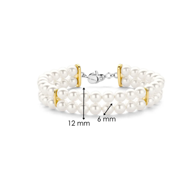 Ti Sento Milano Ti Sento Armband 23077YP Zilver 14k Gold Plated Parels 12 mm x 6 mm