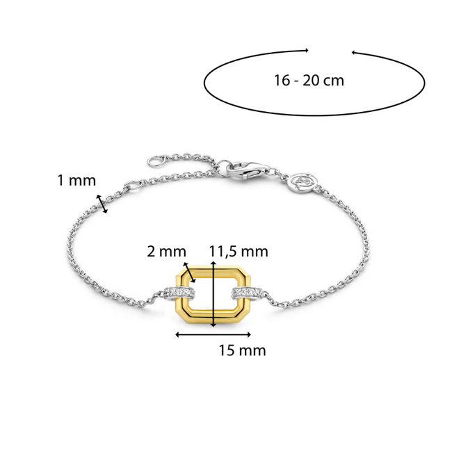 Ti Sento Milano Ti Sento Armband 23021ZY zilver met vergulde schakel