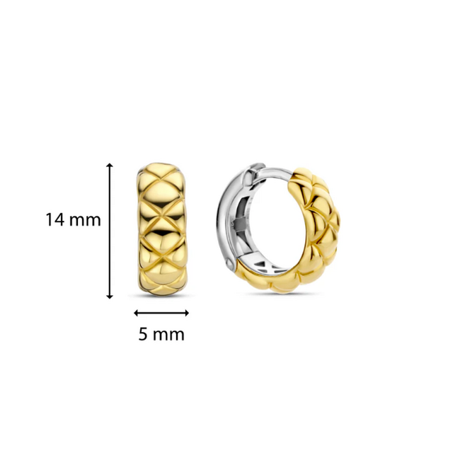 Ti Sento Milano Ti Sento Oorbellen 7911SY Zilver met Geelgouden Platingn en met Relief 14mm x 5mm