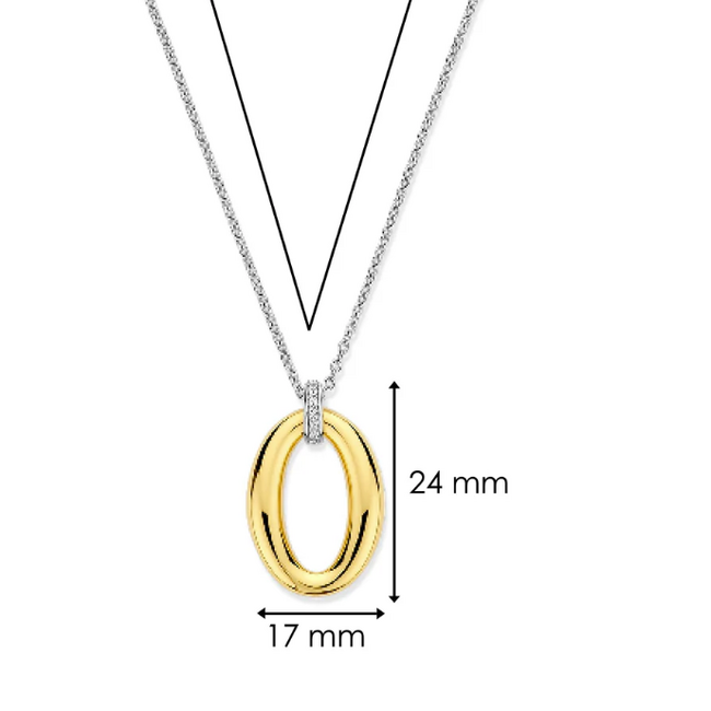 Ti Sento Milano Ti Sento Collier 34091ZY/42 Zilver met Gold Plated Hanger 42 cm