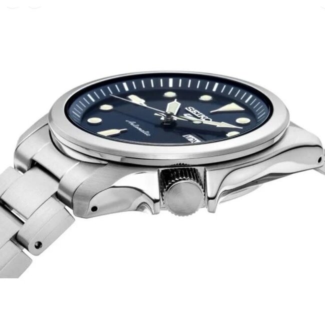 Seiko Seiko Horloge SRPE53K1 5 Sports Staal Automatic 100m Waterdicht met Blauwe Wijzerplaat 39mm