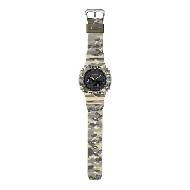 Casio G-Shock Casio G Shock Horloge GA-2100CM-5AER Analoog Digitaal Camouflage Beige Groen 44mm