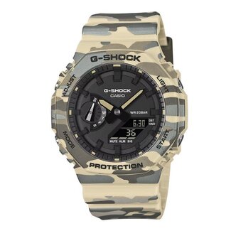 Casio G-Shock Casio G Shock Horloge GA-2100CM-5AER Analoog Digitaal Camouflage Beige Groen 44mm