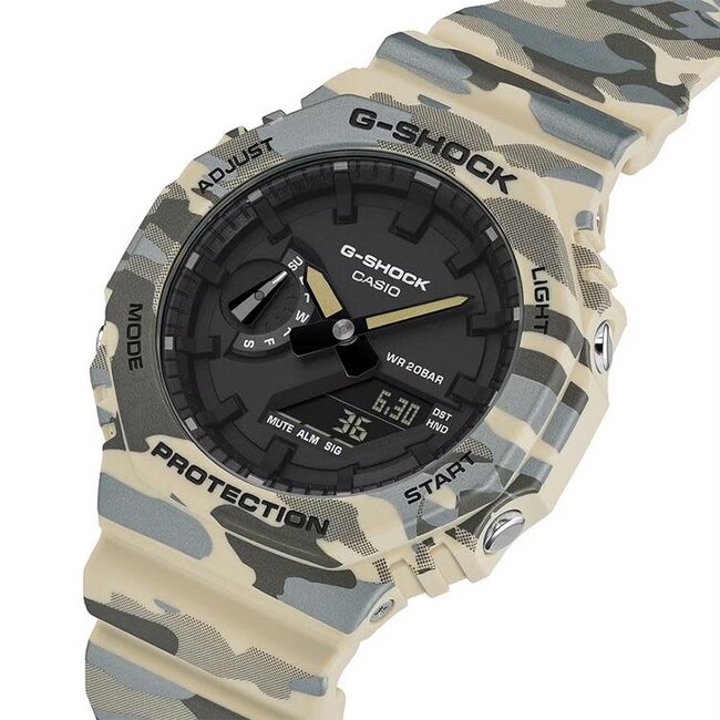 Casio G-Shock Casio G Shock Horloge GA-2100CM-5AER Analoog Digitaal Camouflage Beige Groen 44mm