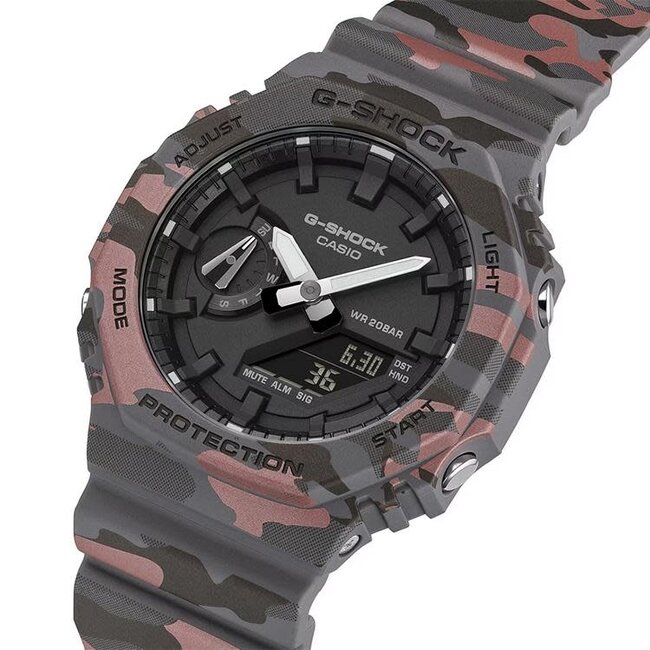 Casio G-Shock Casio G Shock Horloge GA-2100CM-8AER Analoog Digitaal Camouflage Grijs Bruin 44mm