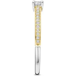 Ti Sento Milano Ti Sento Ring 12400ZY/54 Zilver met 14k Geelgouden Plating met Zirkonia Maat 54