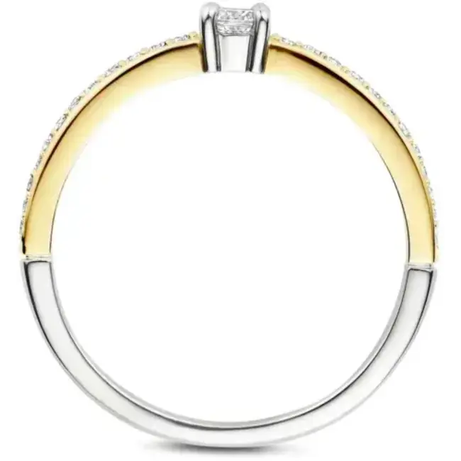 Ti Sento Milano Ti Sento Ring 12400ZY/54 Zilver met 14k Geelgouden Plating met Zirkonia Maat 54