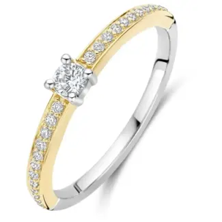 Ti Sento Milano Ti Sento Ring 12400ZY/54 Zilver met 14k Geelgouden Plating met Zirkonia Maat 54