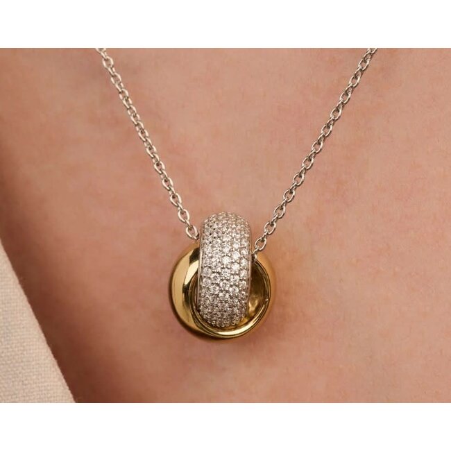 Ti Sento Milano Ti Sento Collier 34118ZY/42 Zilver met Bi Color Hanger met Zirkonia 42cm