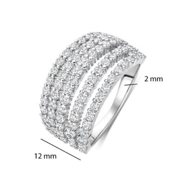 Ti Sento Milano Ti Sento Ring 12425ZI/56 Zilver met 5 Banen Zirkonia Maat 56