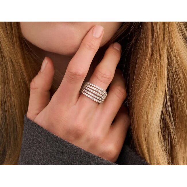 Ti Sento Milano Ti Sento Ring 12425ZI/56 Zilver met 5 Banen Zirkonia Maat 56