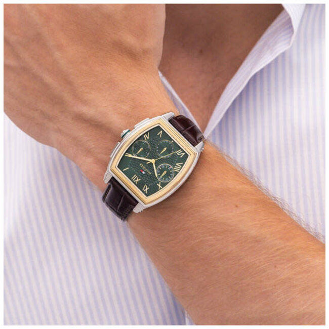 Tommy Hilfiger Tommy Hilfiger Horloge TH1710762 Oxford Staal Bi-color Quartz Chronograaf met Bruin Leren Horlogeband 36mm