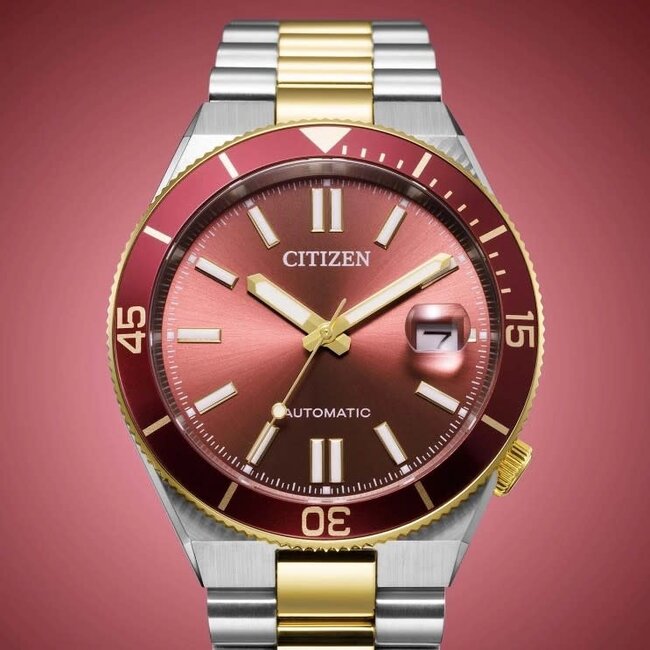 Citizen Citizen Horloge NJ0234-58X Tsuyosa Staal Bi-color Automaat Saffierglas met Bordeaux Wijzerplaat 40mm