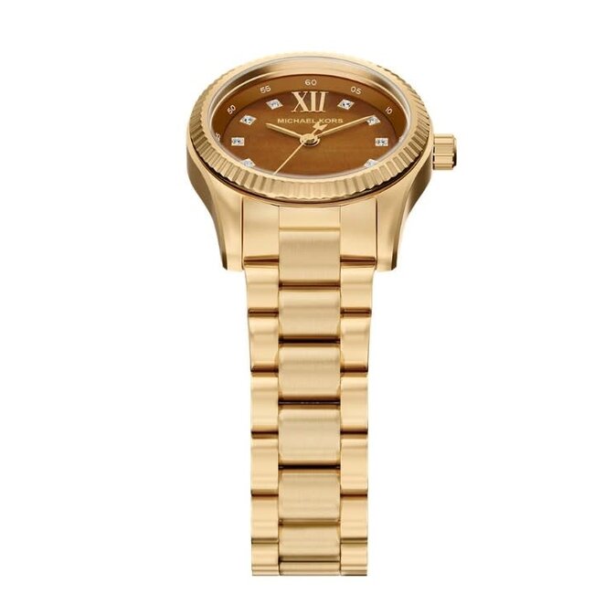 Michael Kors Michael Kors Horloge MK7578 Lexington Staal Geelgouden Plating  Quartz Bruine Wijzerplaat 26mm