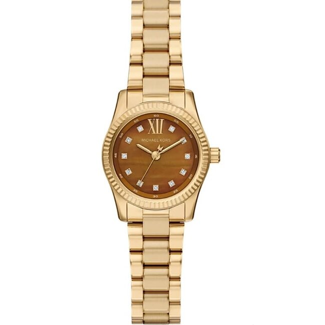 Michael Kors Michael Kors Horloge MK7578 Lexington Staal Geelgouden Plating  Quartz Bruine Wijzerplaat 26mm