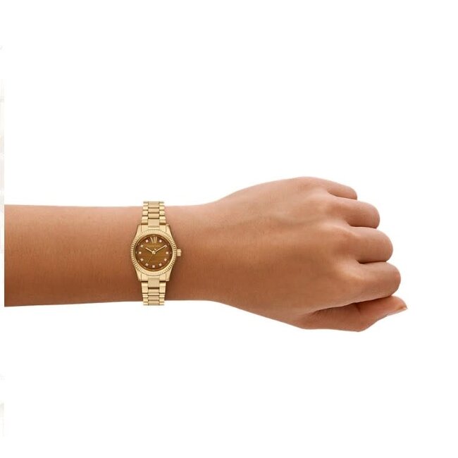 Michael Kors Michael Kors Horloge MK7578 Lexington Staal Geelgouden Plating  Quartz Bruine Wijzerplaat 26mm