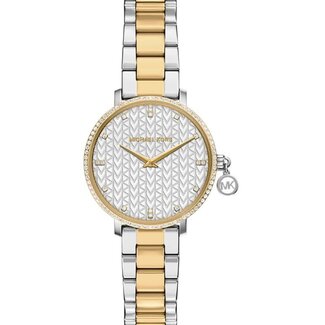 Michael Kors Michael Kors Horloge MK7574 Pyper Staal Bi Color Quartz met Kristallen en Hangend Bedel 32mm