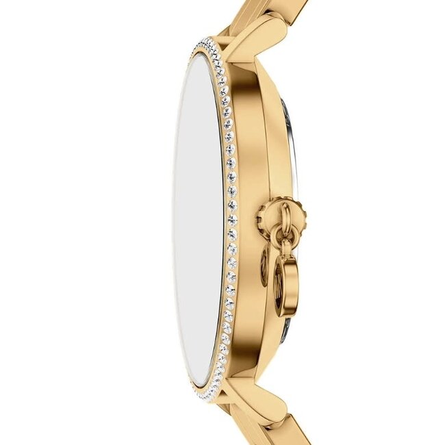 Michael Kors Michael Kors Horloge MK7572 Pyper Staal Goudkleurige Plating Quartz met Kristallen en Hangend Bedel 32mm