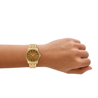 Michael Kors Michael Kors Horloge MK7581 Staal met Geelgouden Plating Quartz Bruine Wijzerplaat 35mm