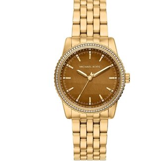 Michael Kors Michael Kors Horloge MK7581 Staal met Geelgouden Plating Quartz Bruine Wijzerplaat 35mm