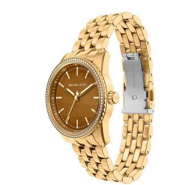 Michael Kors Michael Kors Horloge MK7581 Staal met Geelgouden Plating Quartz Bruine Wijzerplaat 35mm