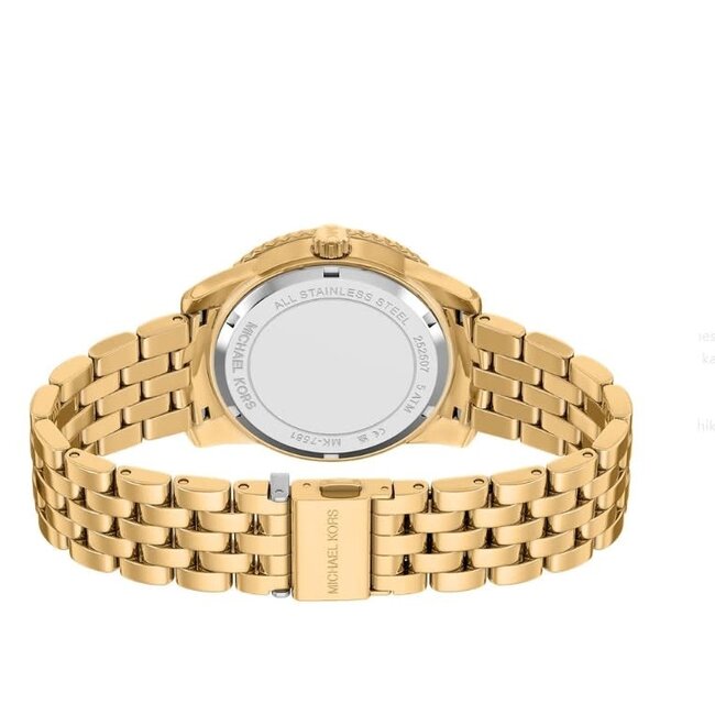 Michael Kors Michael Kors Horloge MK7581 Staal met Geelgouden Plating Quartz Bruine Wijzerplaat 35mm