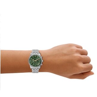 Michael Kors Michael Kors Horloge MK7583 Bryant Staal met Kristallen Groene Wijzerplaat Quartz 35mm