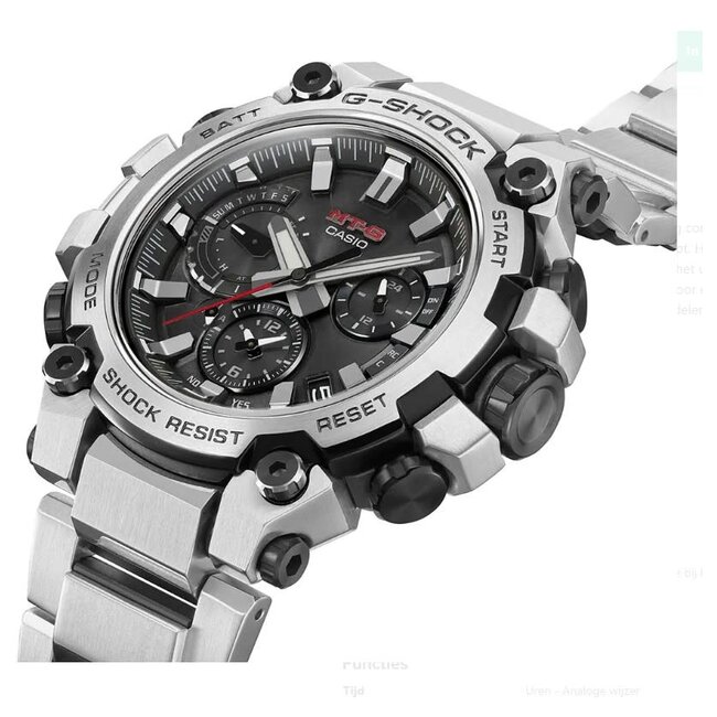 Casio G-Shock Casio G-Shock Horloge MTG-B3000D-1AER Metal Twisted G - Dual Core Guard Staal Solar Radio Controlled Zwarte Wijzerplaat 50.9mm Chronograaf 200m