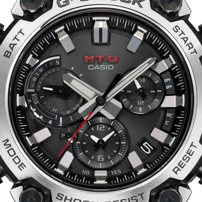 Casio G-Shock Casio G-Shock Horloge MTG-B3000D-1AER Metal Twisted G - Dual Core Guard Staal Solar Radio Controlled Zwarte Wijzerplaat 50.9mm Chronograaf 200m